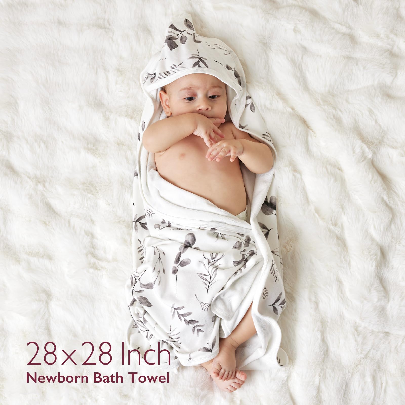 Momcozy leaves design towel supports gentle drying after baths