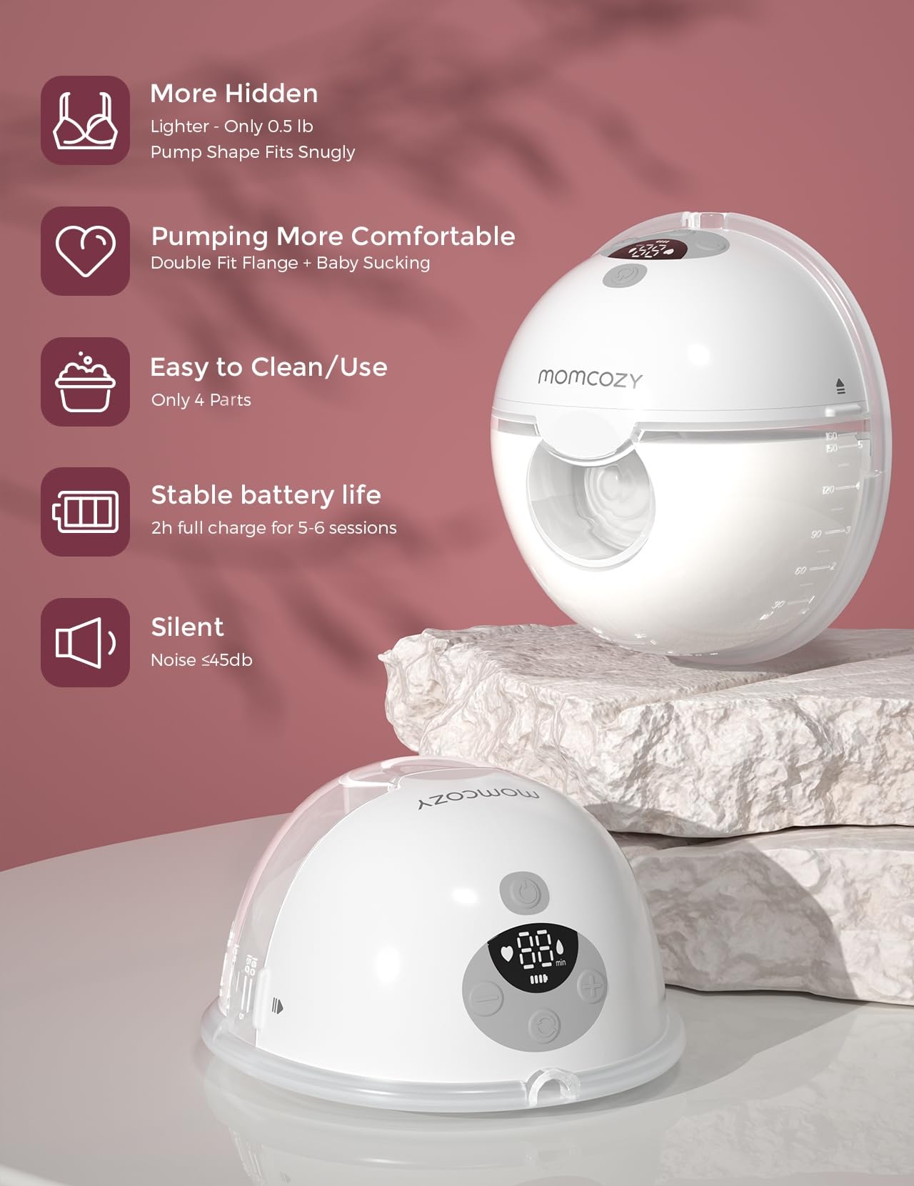 Momcozy M5 double-sealed flange for comfortable, baby-like latch during pumping