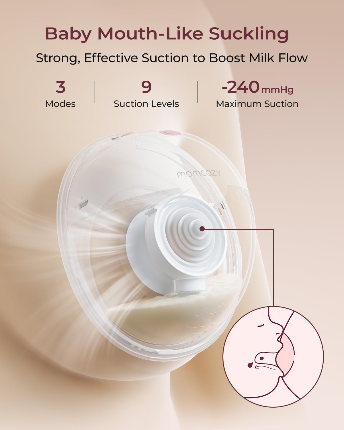 Momcozy M5 Lite quiet motor delivers discreet pumping.