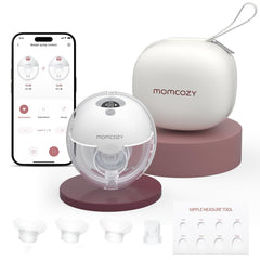 Momcozy M5 smart app controls pump settings for hands-free operation.