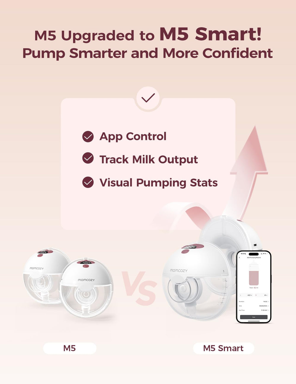 Momcozy M5 ultra-light design enables discreet wearable pumping under clothes.