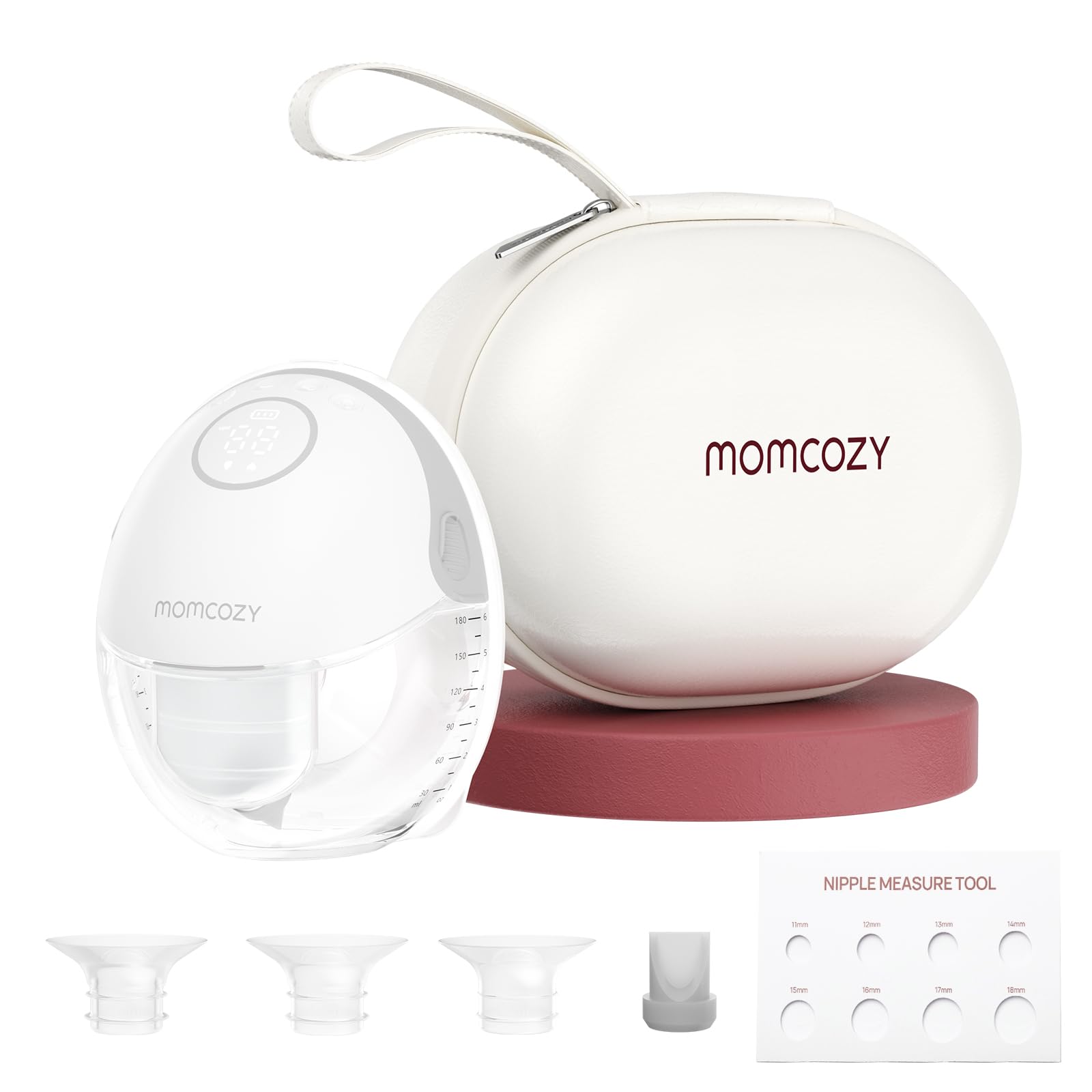 Momcozy M6 wearable breast pump in bra for discreet on-the-go pumping.
