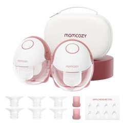 Momcozy M6 wearable pump in bra enables hands-free pumping with discreet design.