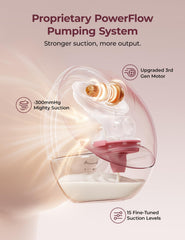 Momcozy M9 wearable design shown for discreet pumping under clothing.