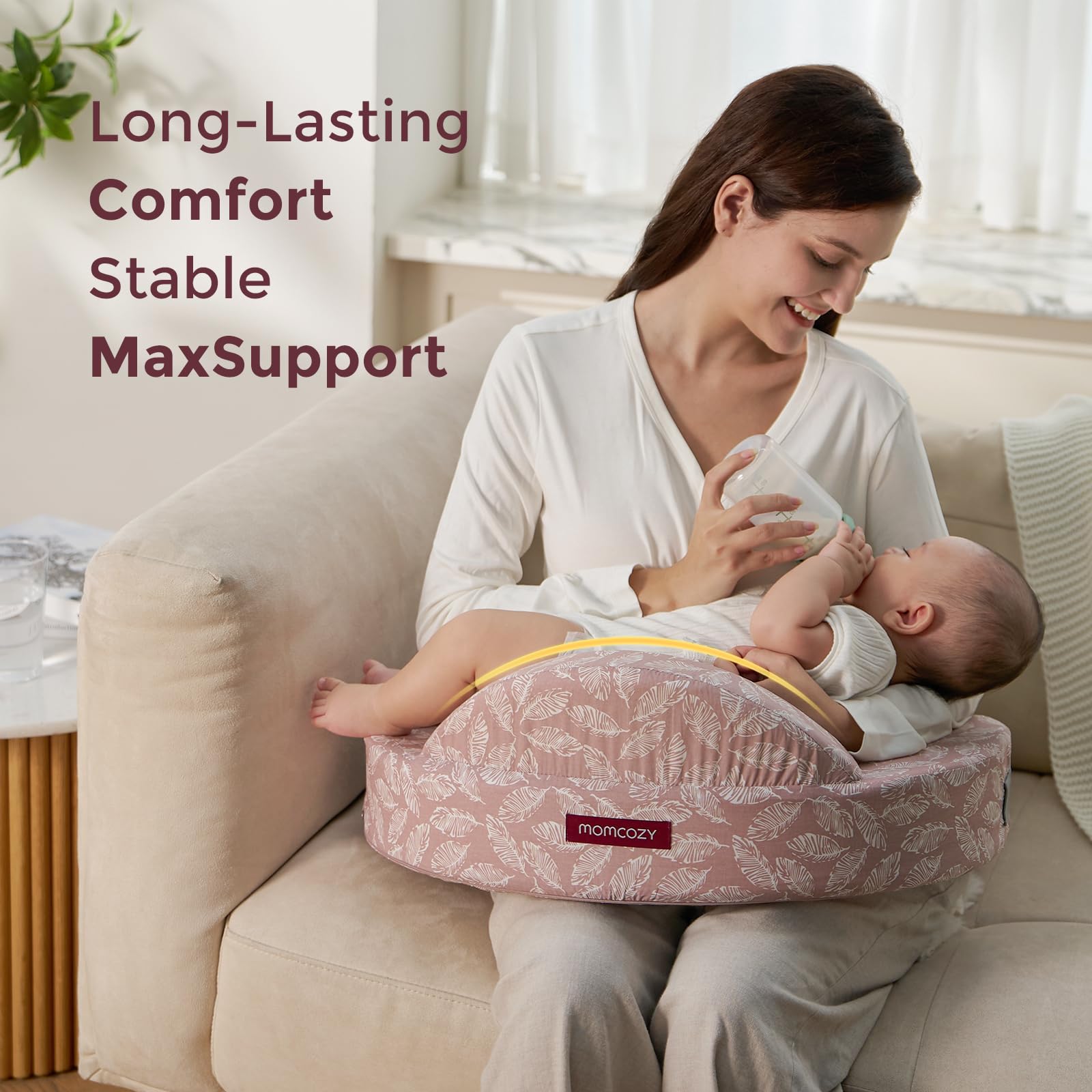 Momcozy machine-washable cover simplifies post-meal care.