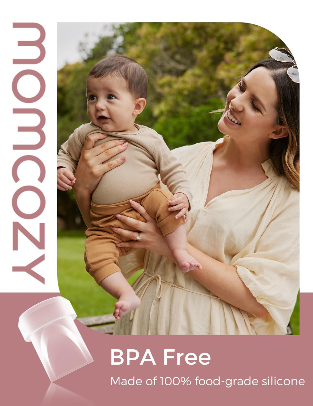 Momcozy Mobile Style M6 breast pump parts arranged for compatibility.