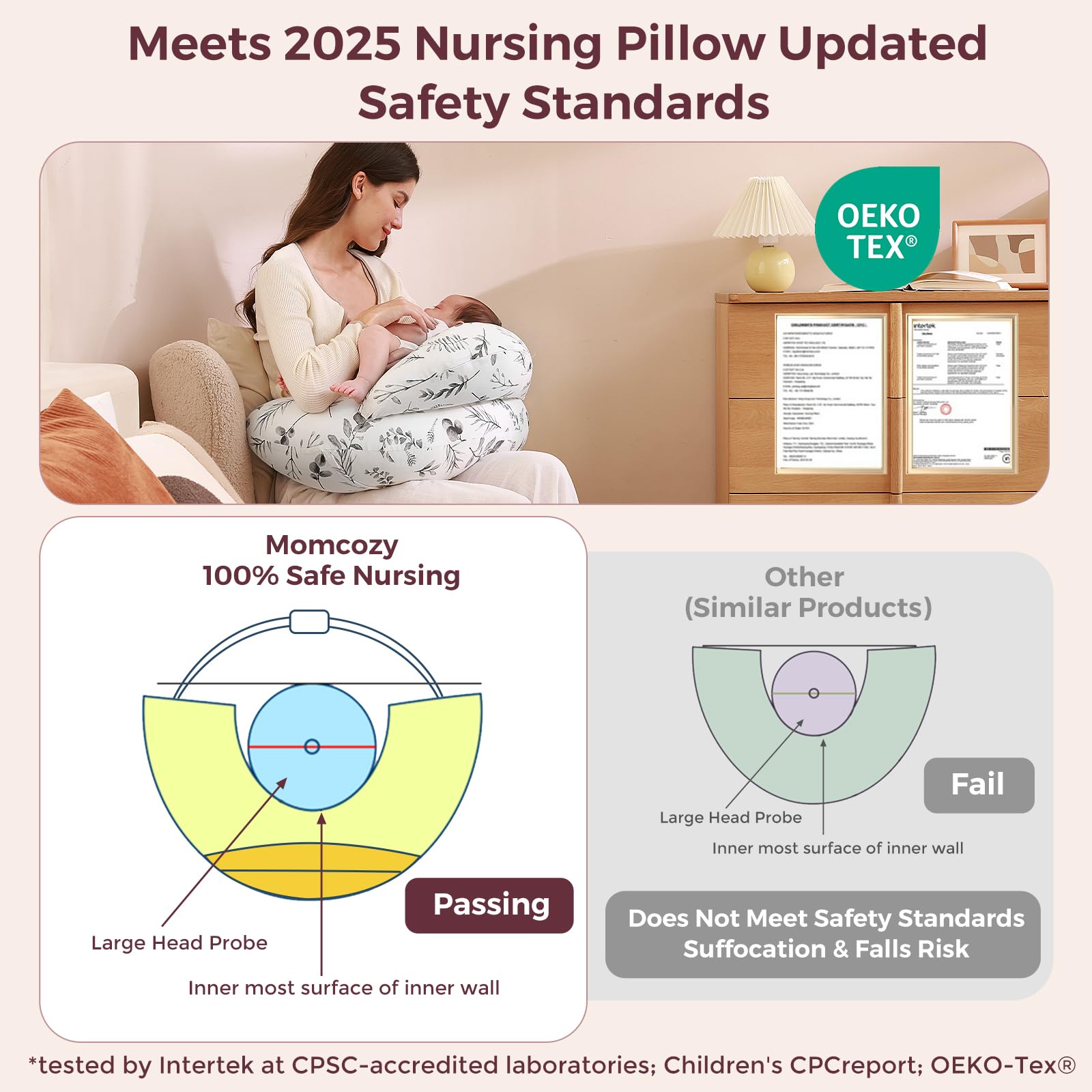 Momcozy multipurpose nursing pillow supports feeding, propping, tummy time, and sitting