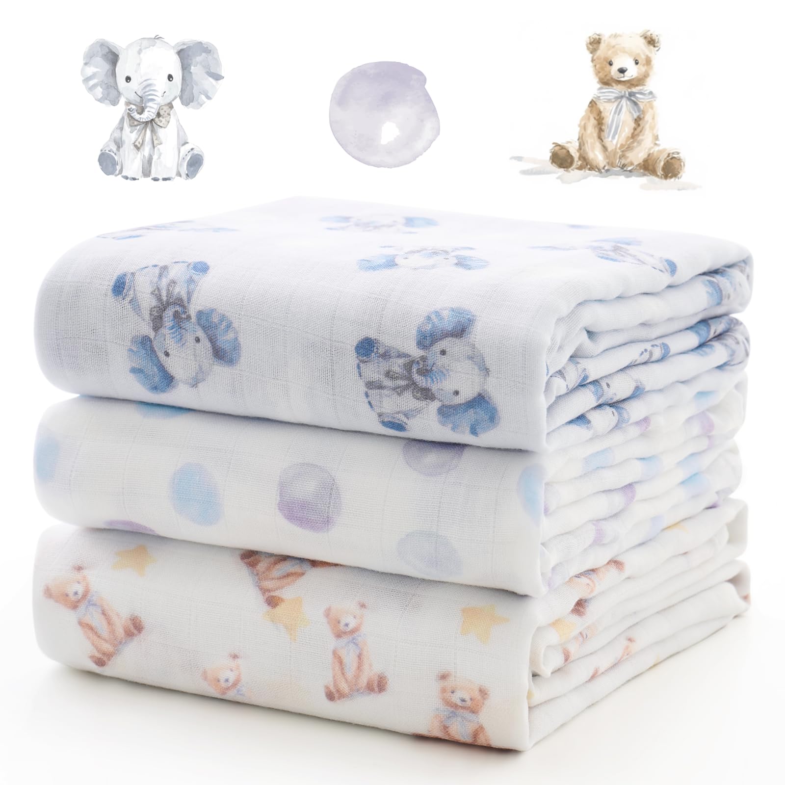 Momcozy swaddle blanket with bears design for newborn sleep support