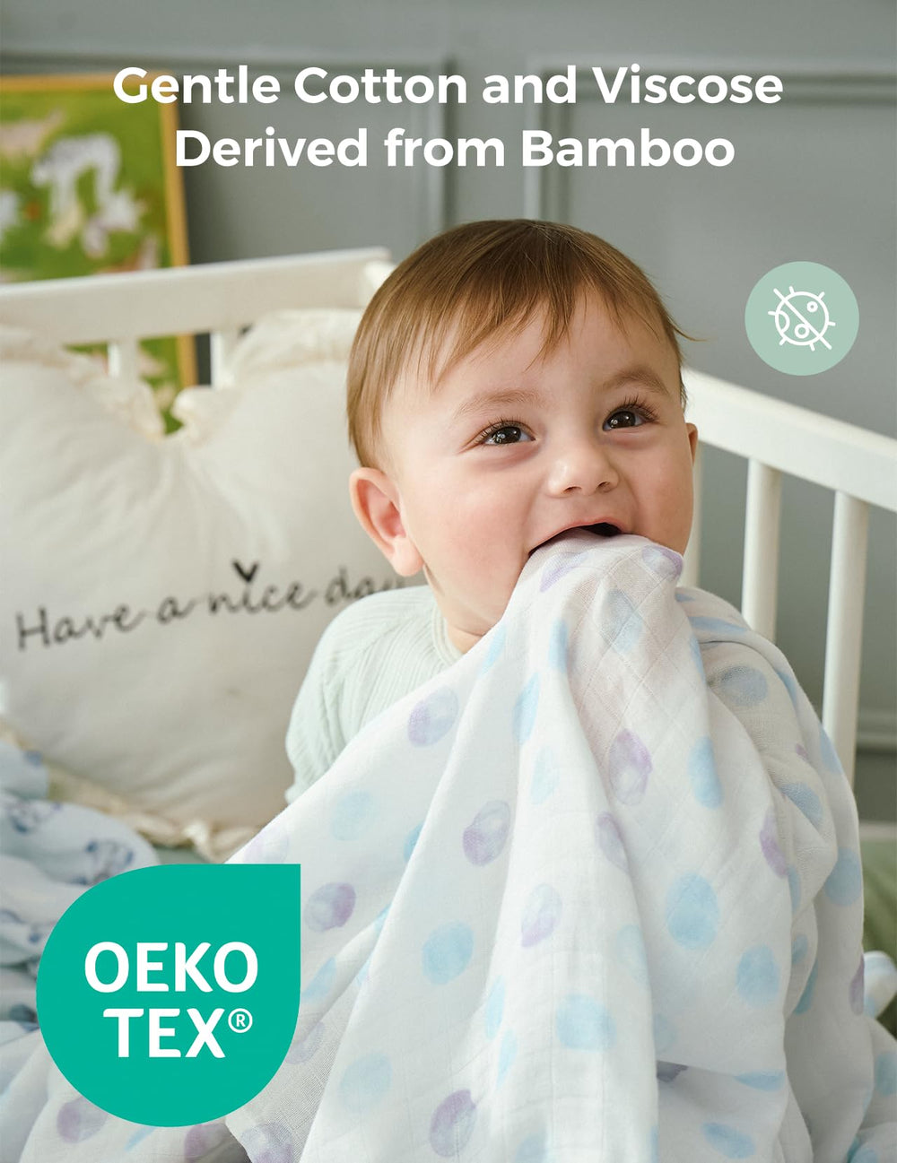Momcozy breathable double layer muslin promotes airflow for baby