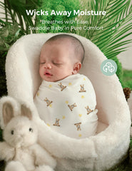 Momcozy swaddle blanket with elephants design for nap time comfort