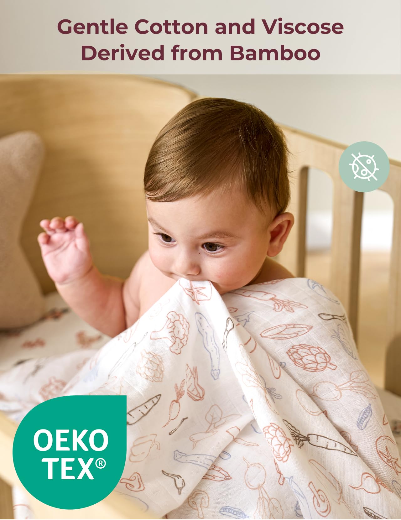 Momcozy breathable, absorbent fabric helps keep baby comfortable and dry.