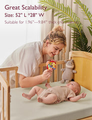 Momcozy crib sheet green grey shows non slip edge for staying in place