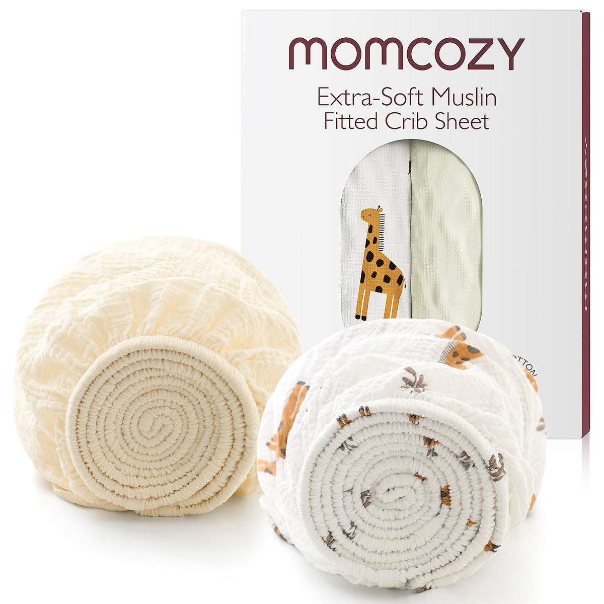 Momcozy muslin mini crib sheet pack and play, soft breathable cotton for gentle baby sleep