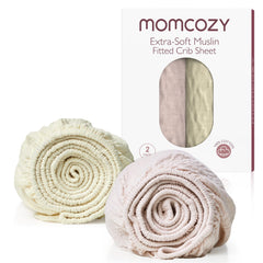 Momcozy Muslin Mini Crib Sheets on mattress offer a snug non slip Pack N Play fit