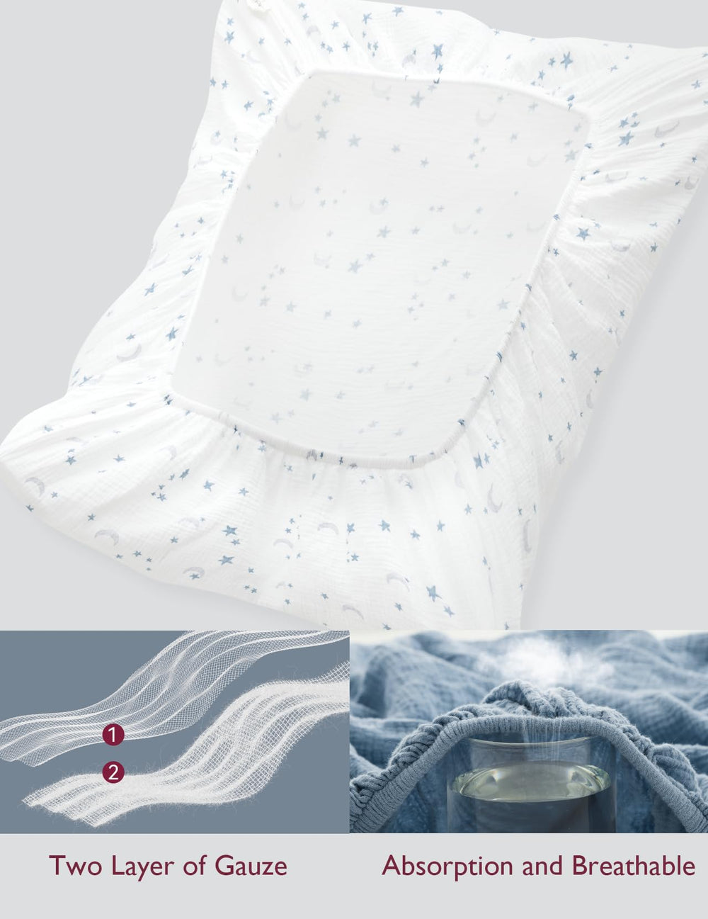Momcozy Muslin Mini Crib Sheets Fitted—neutral color options to match any nursery.