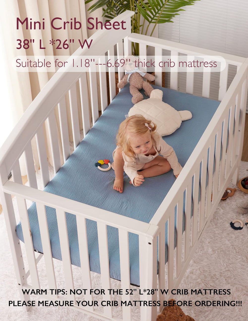 Momcozy crib sheet with non-slip 360° elastic edge keeps mattress snug.