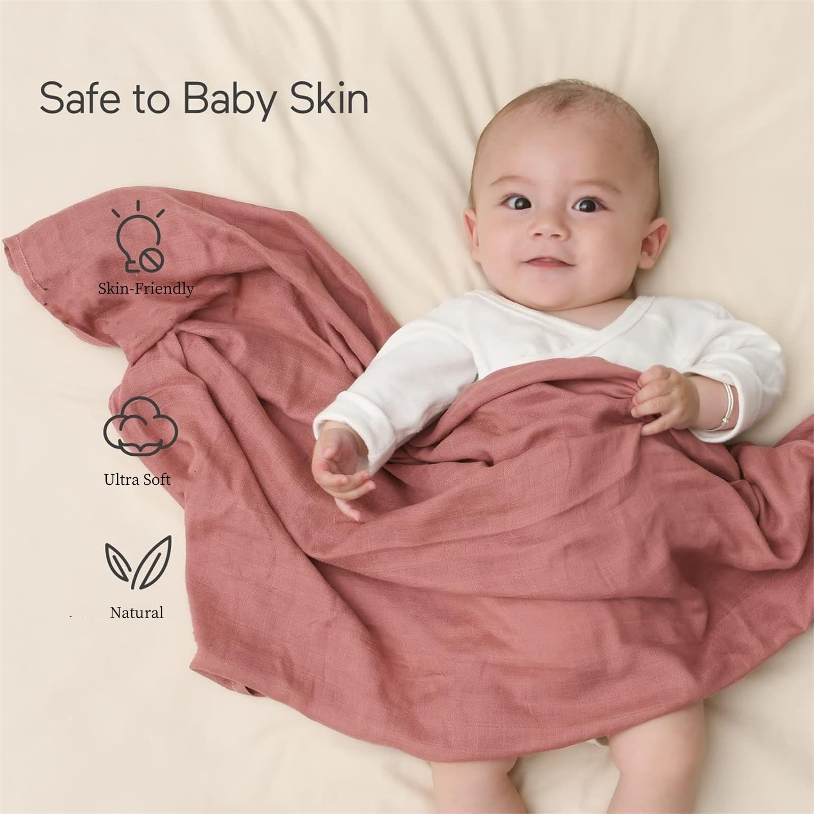 Momcozy swaddle blanket 47x47 in earth-tone colors for unisex styling