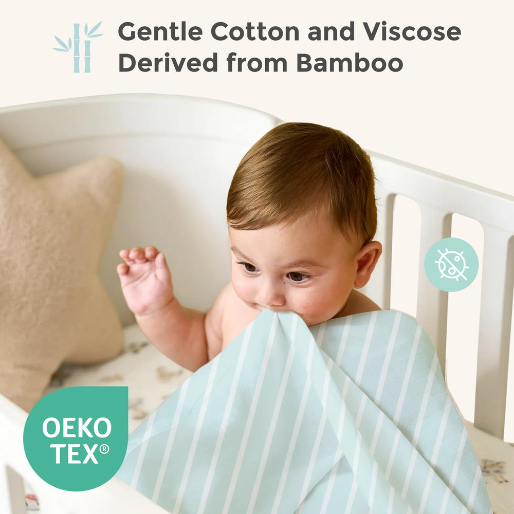 Momcozy muslin swaddle blanket large 47x47 for easy wrapping and snug fits.