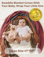 Momcozy swaddle blanket securely wraps a sleepy baby for calm rest