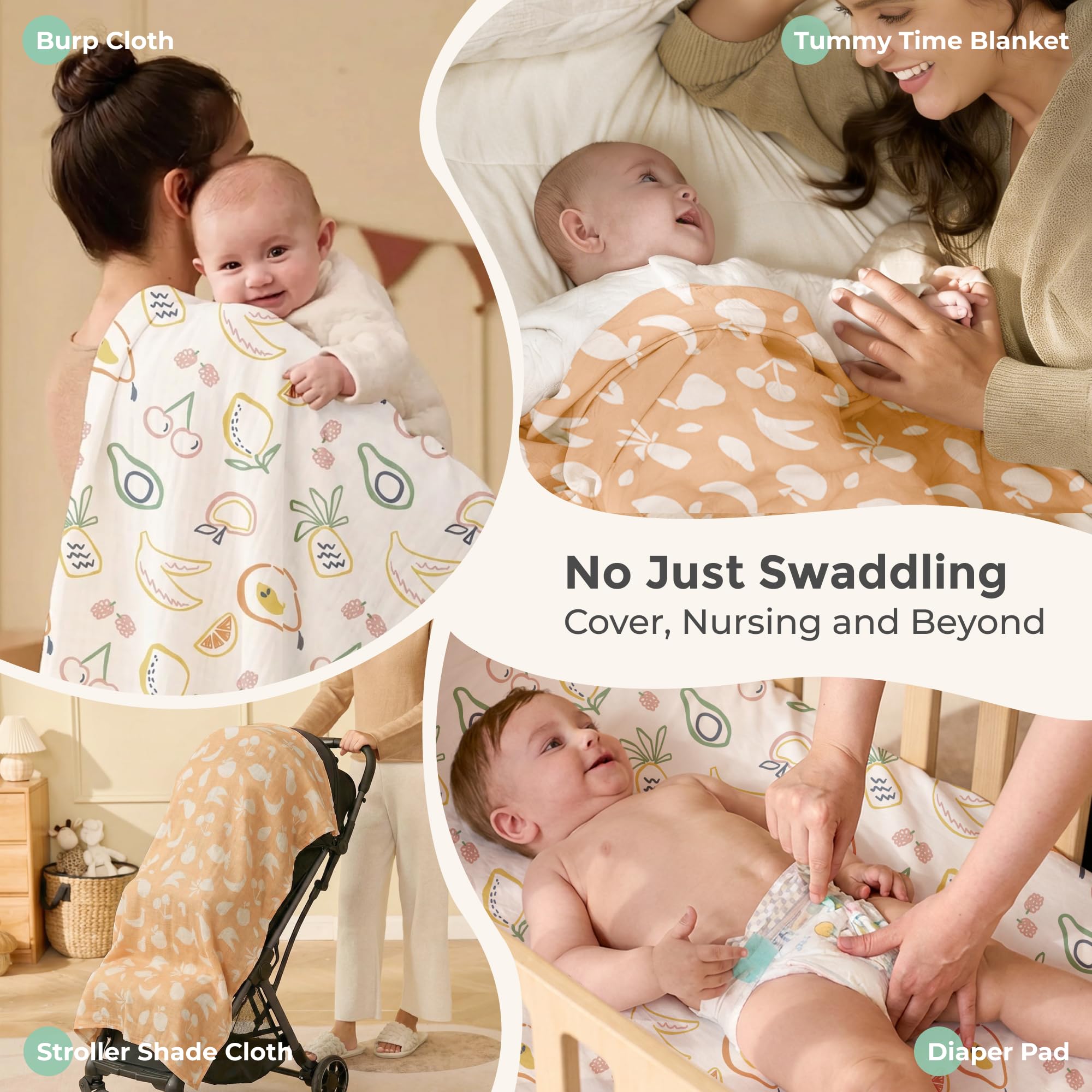 Momcozy muslin swaddle blanket soft daily use for baby comfort.