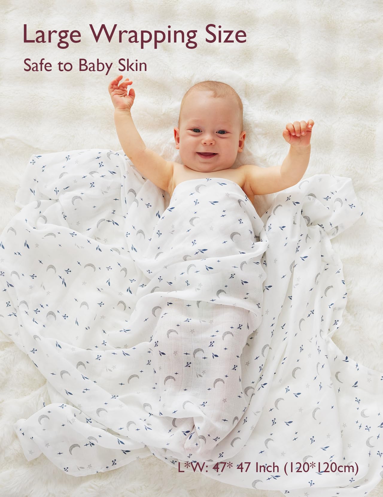 Momcozy muslin swaddle blanket breathable fabric supports comfortable sleep and airflow.