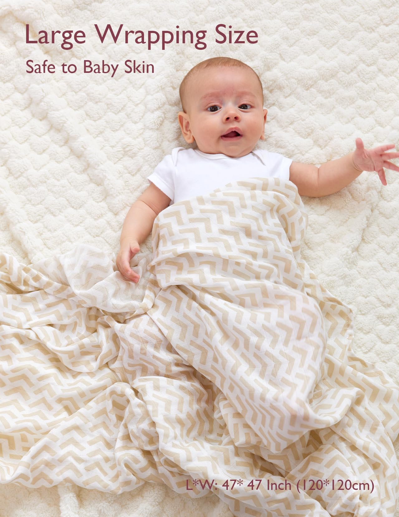 Momcozy swaddle blanket breathable fabric helps baby breathe easy while sleeping.