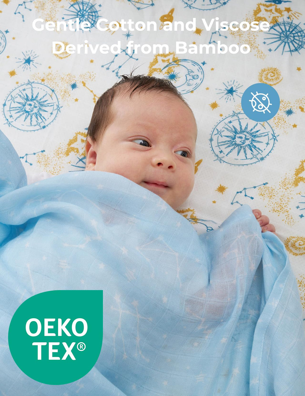 Momcozy Muslin Swaddle Blanket — breathable fabric helps regulate temperature.