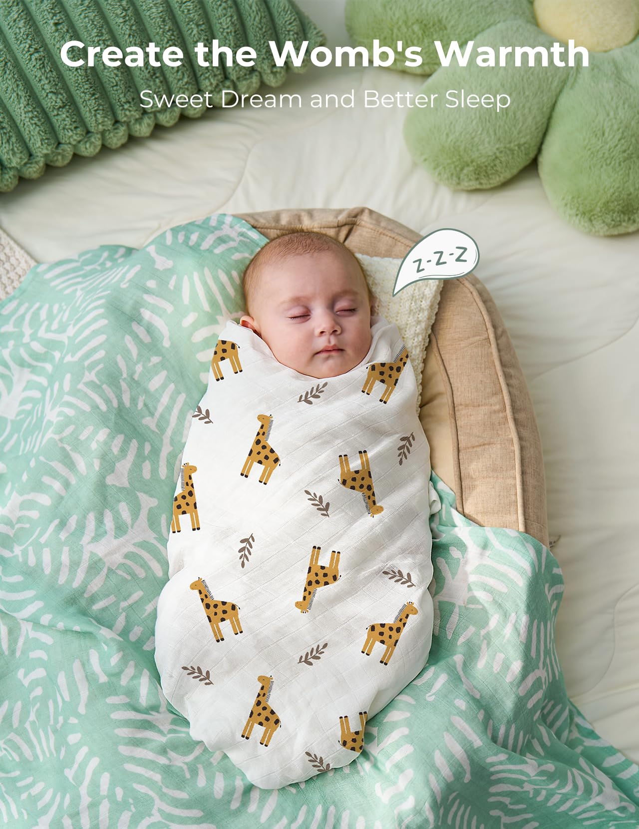 Momcozy Muslin Swaddle Large 47x47, roomy wrap for versatile swaddling.