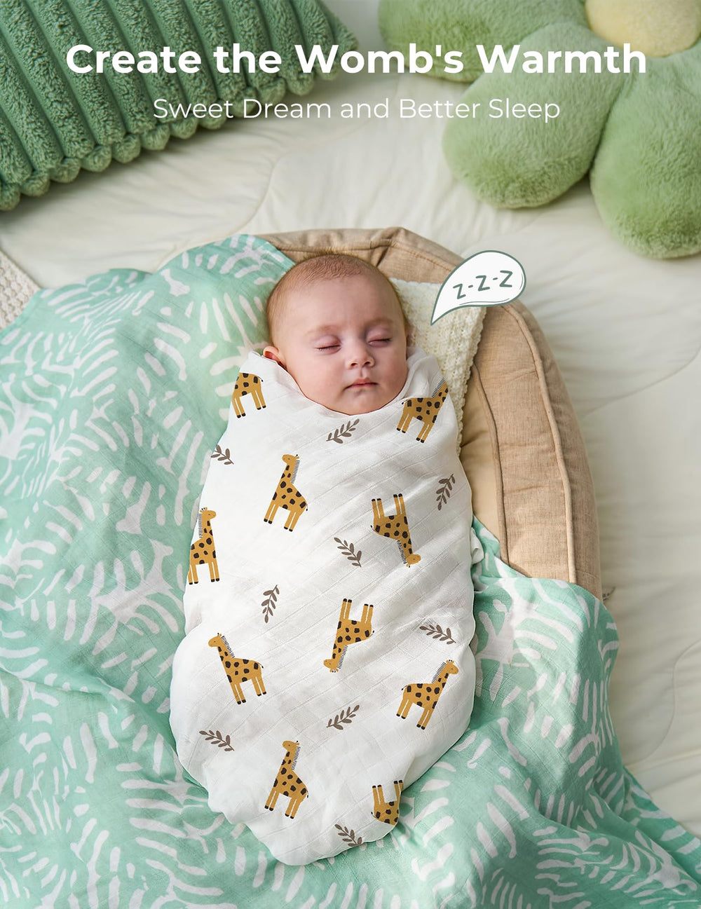 Momcozy Muslin Swaddle Large 47x47, roomy wrap for versatile swaddling.