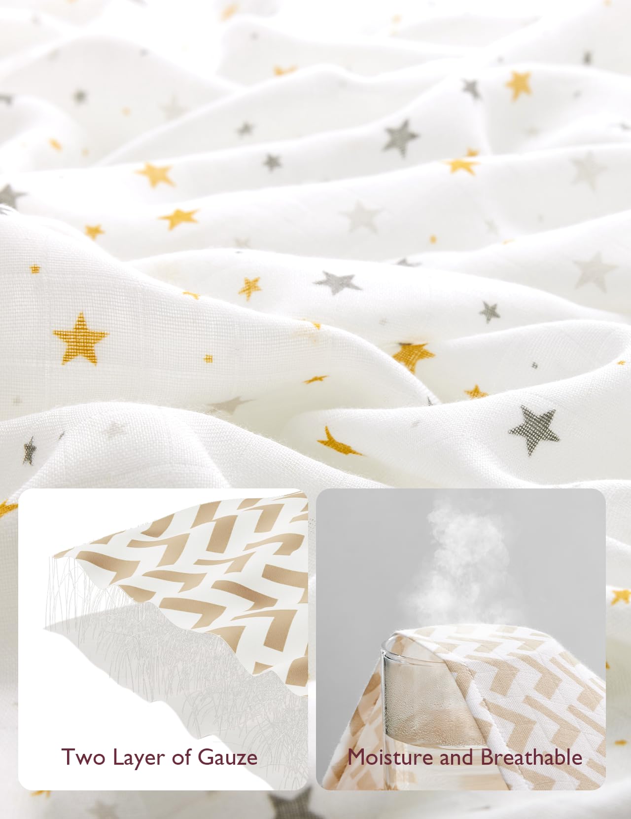 Momcozy swaddle blanket features unisex colors for matching any nursery.