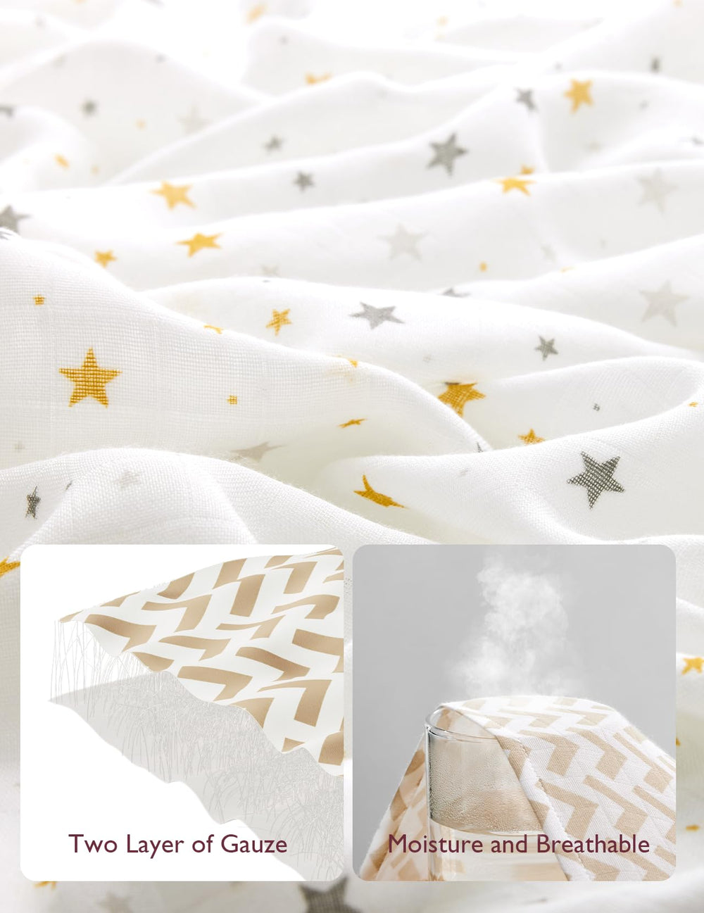 Momcozy swaddle blanket features unisex colors for matching any nursery.