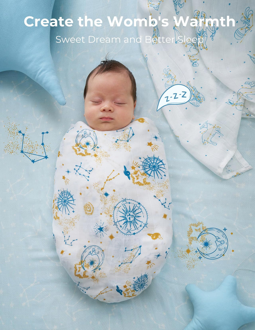 Momcozy Muslin Swaddle Blanket — unisex colors for easy nursery matching.
