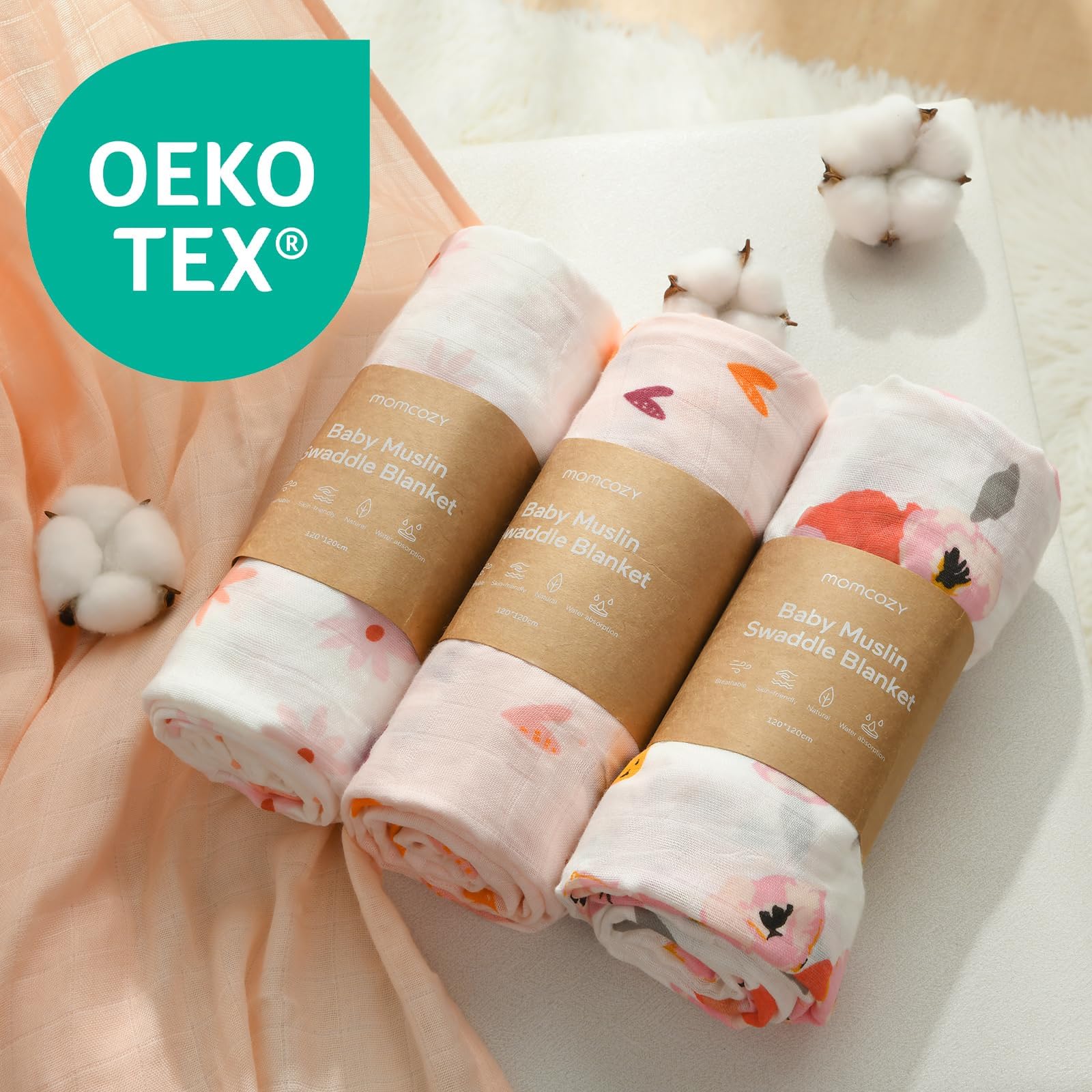 Momcozy Muslin Swaddle versatile uses as blanket, burp cloth, and cover