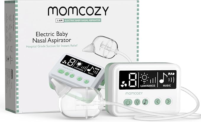 Momcozy nasal aspirator demonstrates strong suction for effective congestion relief.