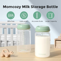Momcozy natural bottle 11oz capacity supports longer feeds between refills.