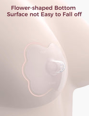 Momcozy shield showing the 2mm milk-flow hole for smooth feeding.