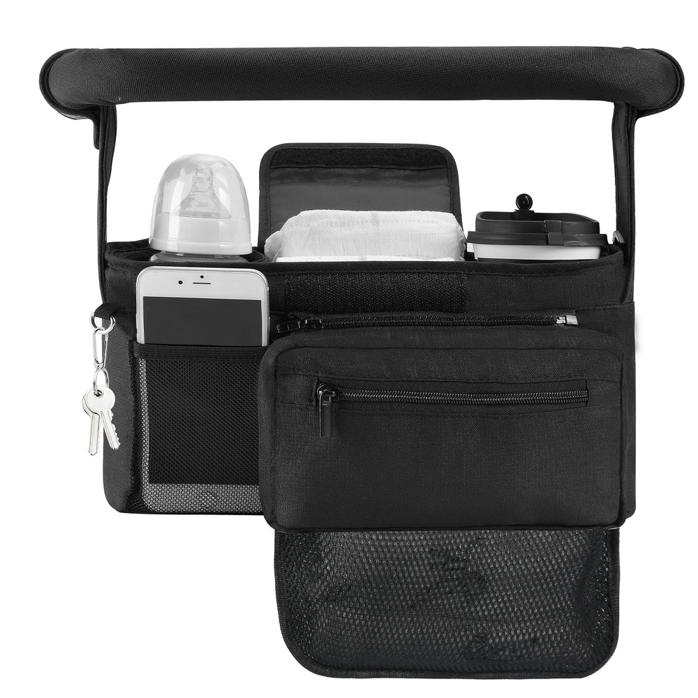 Momcozy non-slip organizer with cup holder, keeping essentials within easy reach.
