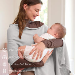 Momcozy nursing cover provides breastfeeding privacy while feeding in public.
