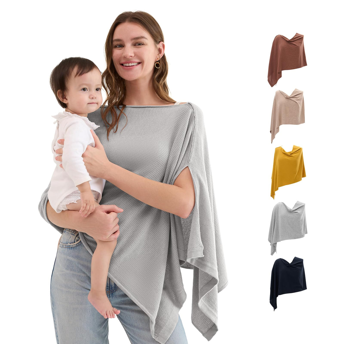 Momcozy nursing cover privacy poncho provides discreet breastfeeding on the go.