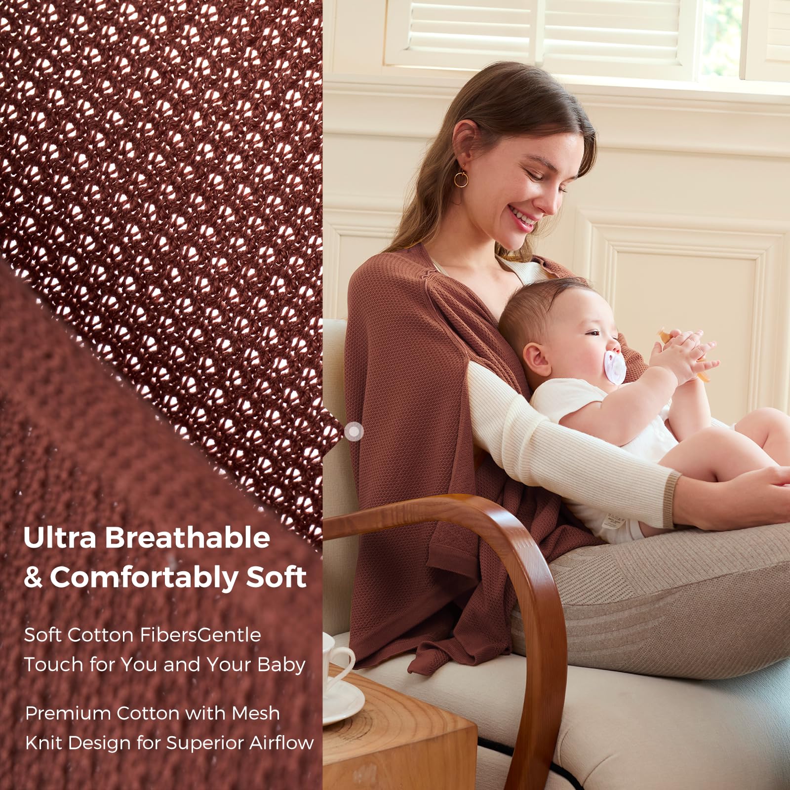 Momcozy nursing cover provides full coverage for confident feeding anywhere.