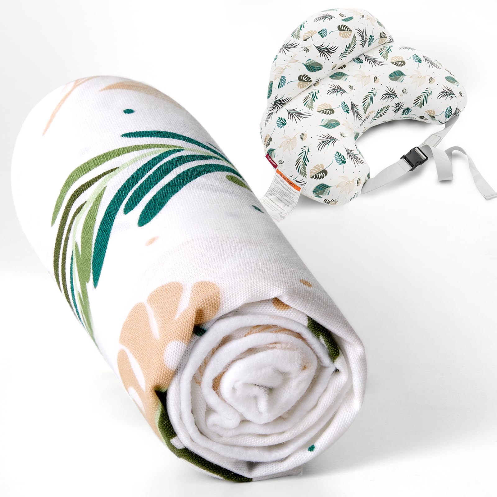 Momcozy nursing pillow cover on original pillow offers cozy support during feeds