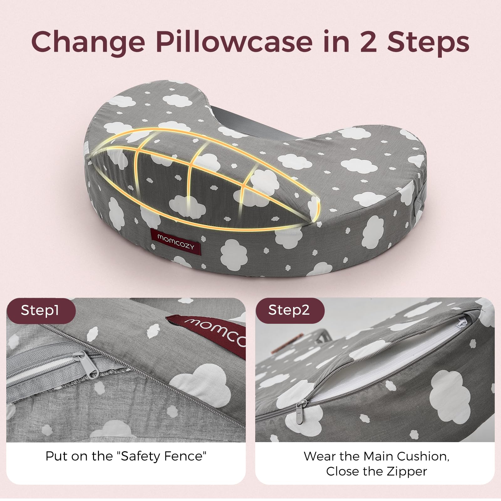 Momcozy Plus-Size Nursing Pillow Cover provides extended cushion support.