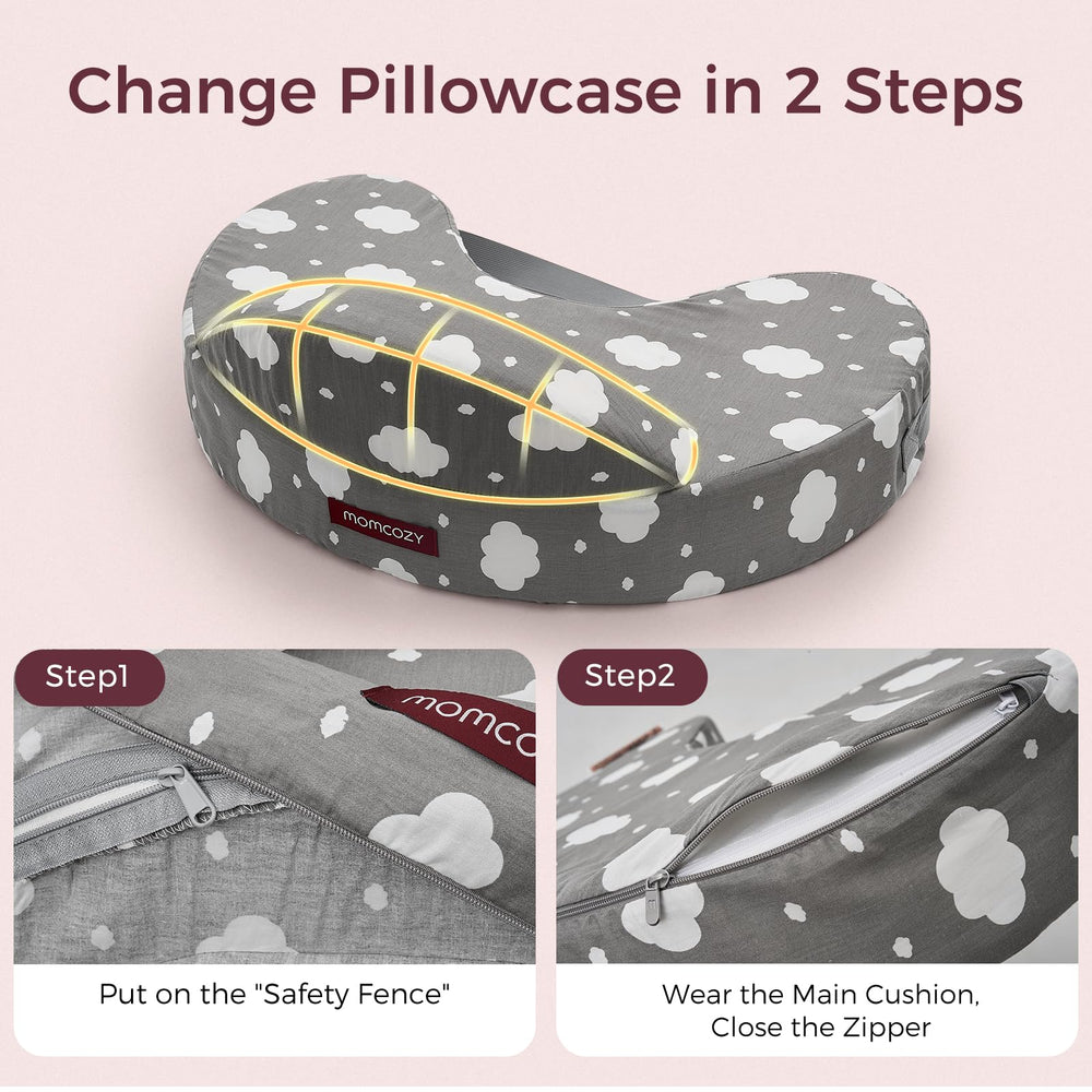 Momcozy Plus-Size Nursing Pillow Cover provides extended cushion support.