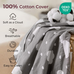 Momcozy cover highlights safety fence design preventing slips during feeding.