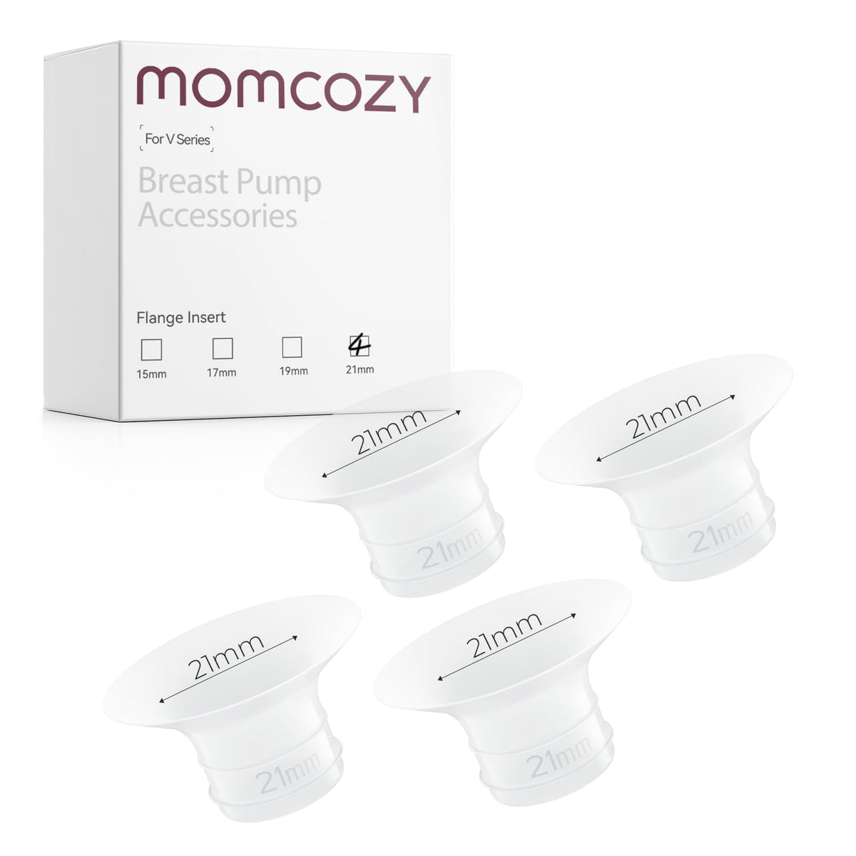 Momcozy Original flange insert 21mm pack — closeup on silicone for easy replacement