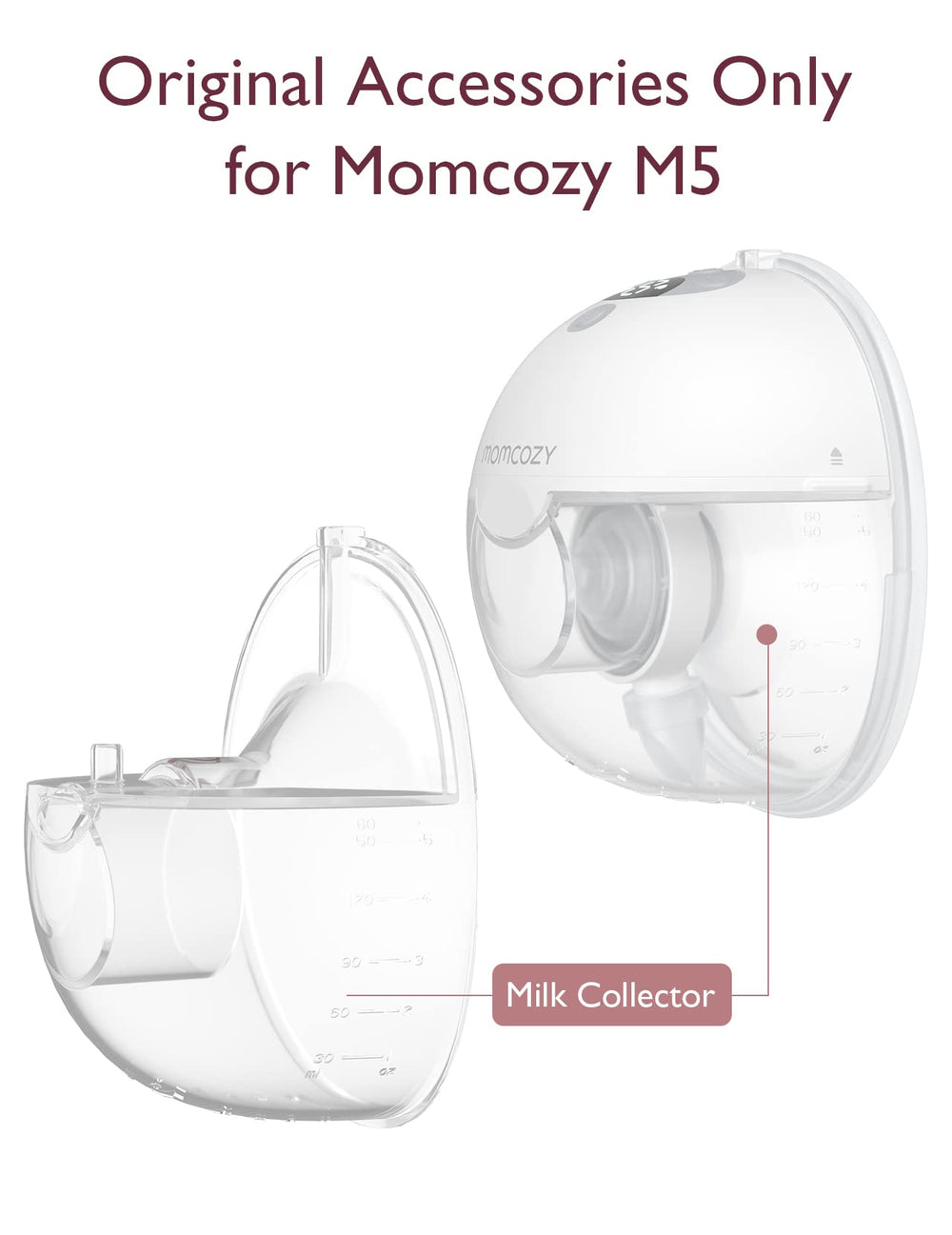 Momcozy Original M5 milk collector, BPA-free and easy to clean.