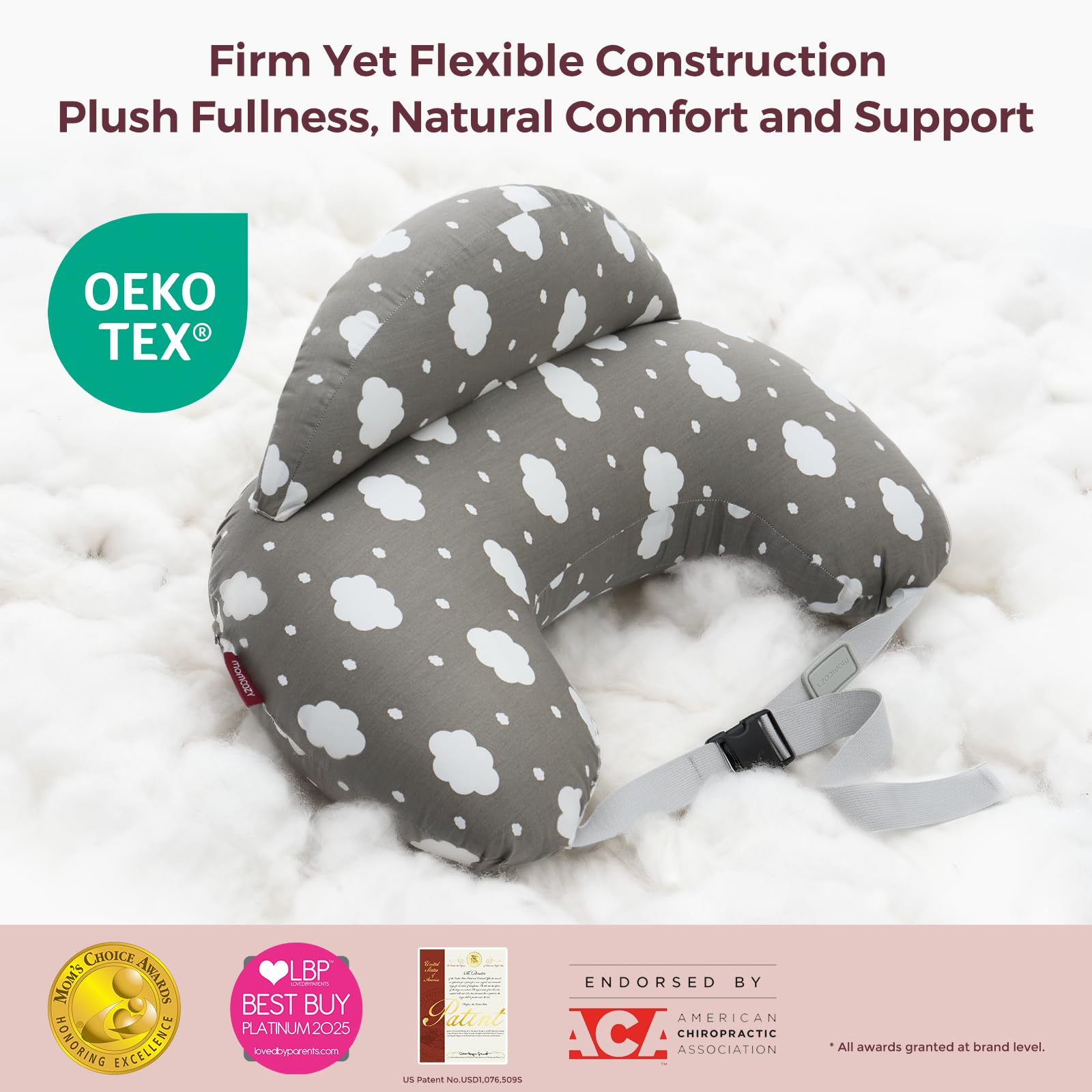 Momcozy Original Nursing Pillow side support helps you reach your baby comfortably.