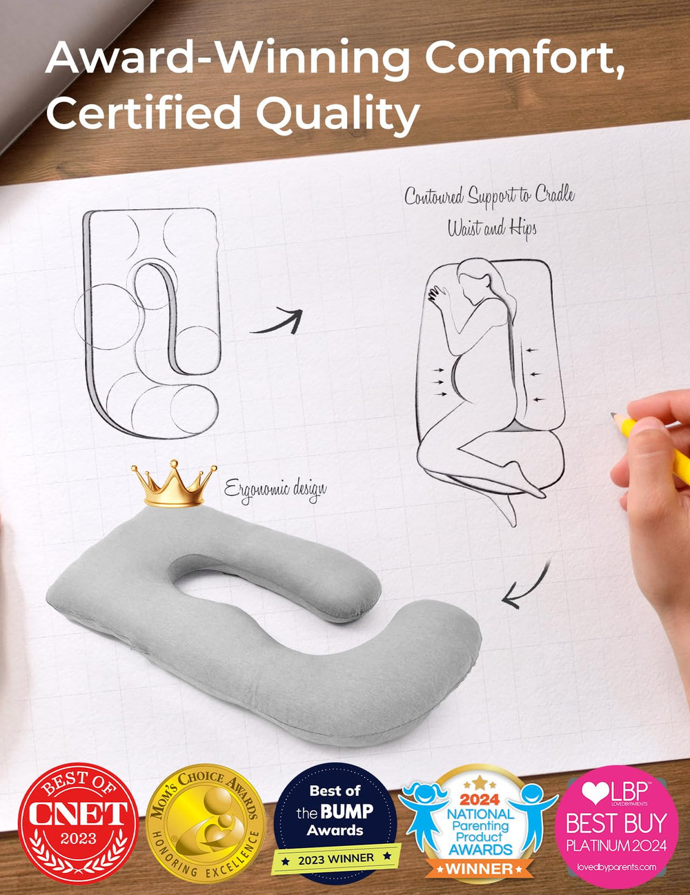 Momcozy pillow ideal for nursing and relaxing while watching TV.