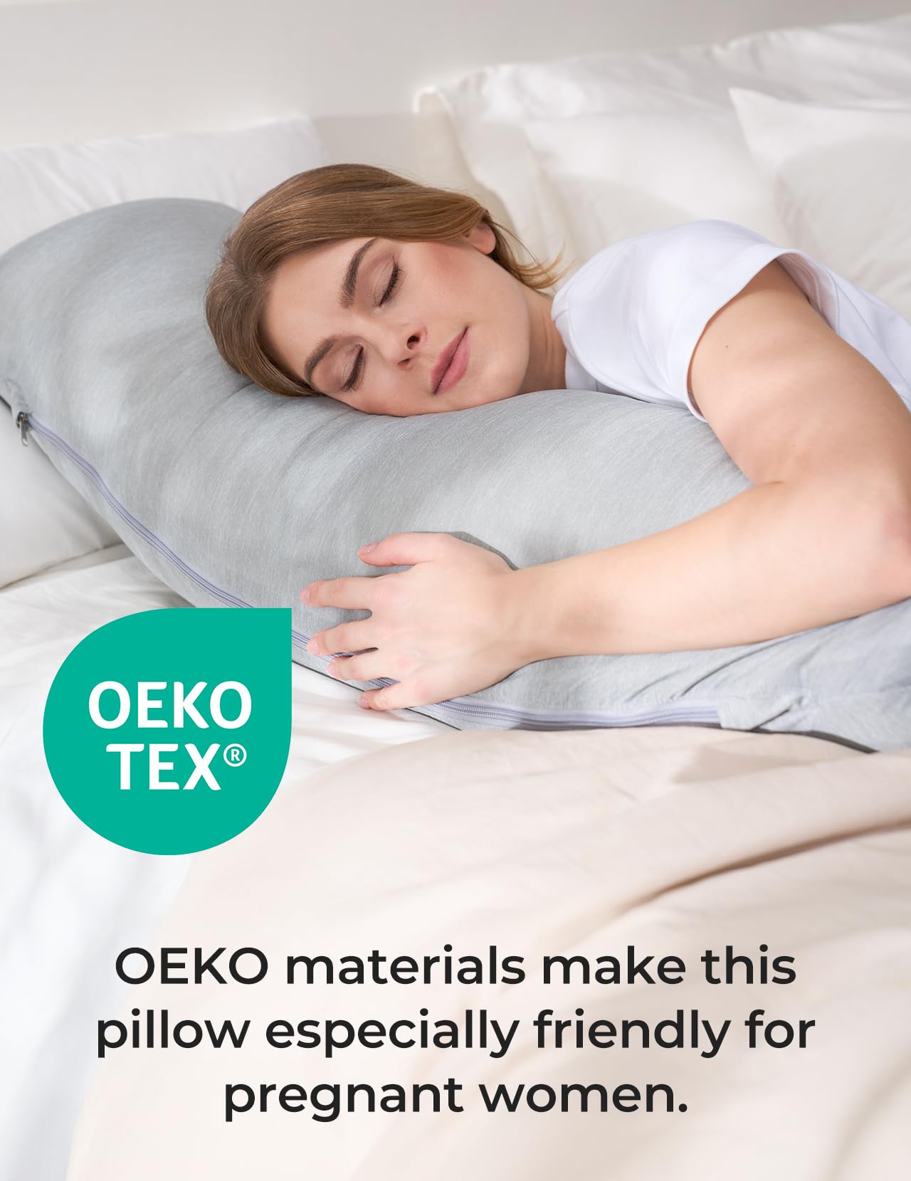 Momcozy pillow with removable cooling cover helps you stay cool during sleep