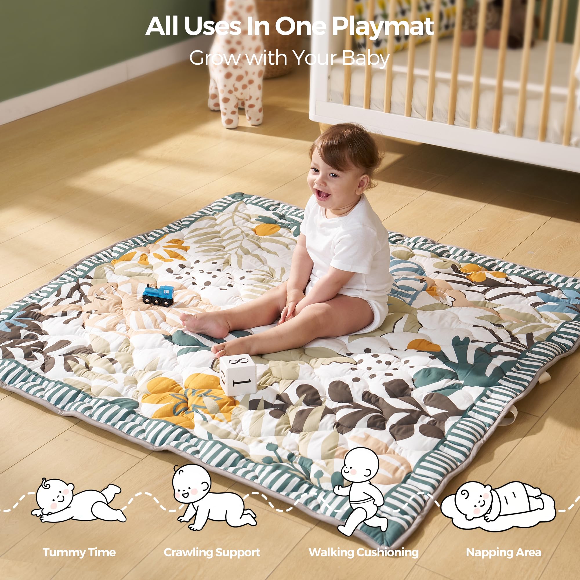 Momcozy Forest World mat is machine washable for easy cleaning.
